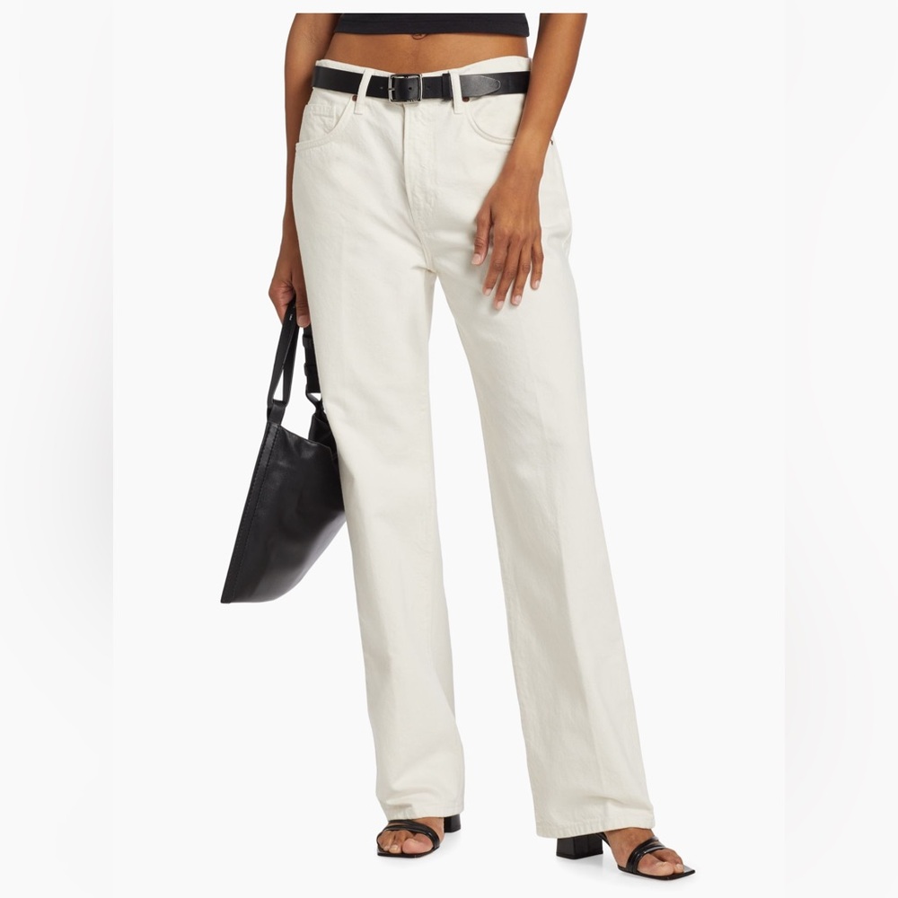 Reformation Cream Flare Wide Leg Jeans